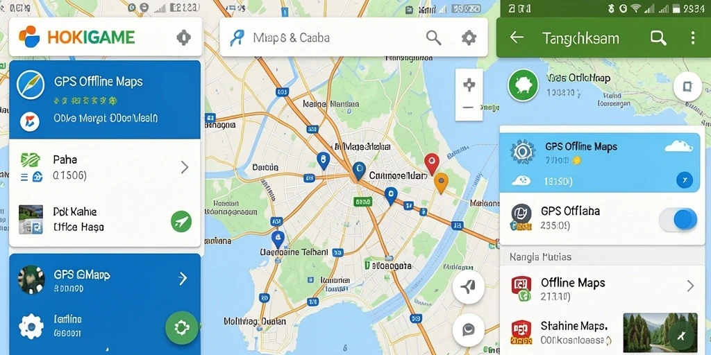 Tampilan antarmuka HOKIGAME untuk navigasi GPS offline.