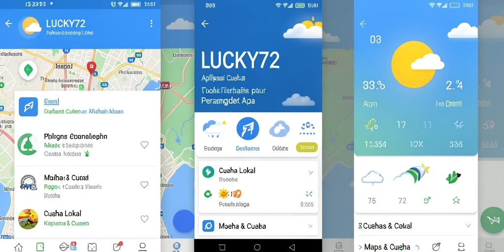 Antarmuka LUCKY72 menampilkan informasi cuaca lokal secara jelas dan informatif.