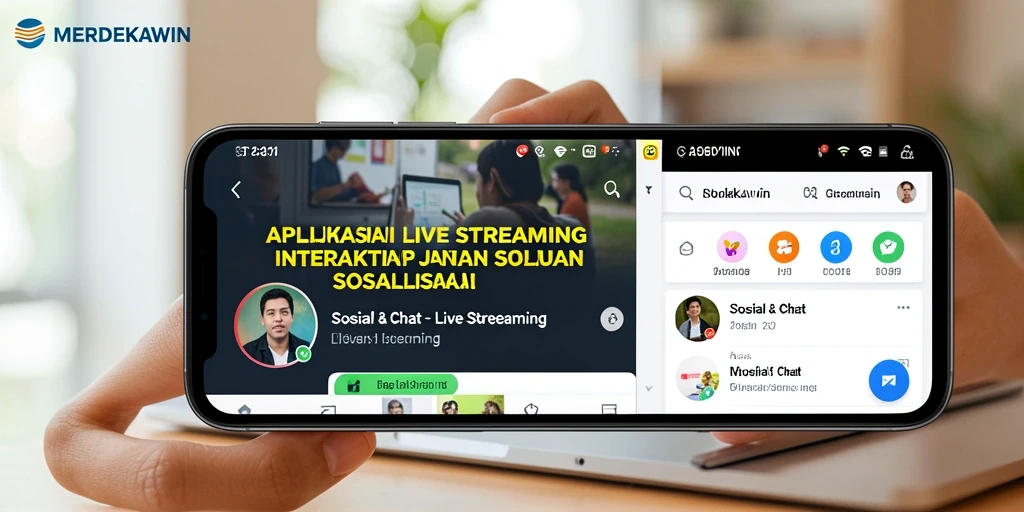 Tampilan antarmuka MERDEKAWIN dengan fitur Live Streaming.