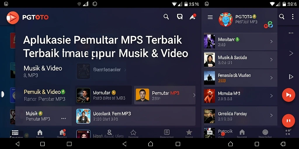 Antarmuka pengguna PGTOTO dalam fungsi Pemutar MP3 yang menarik.