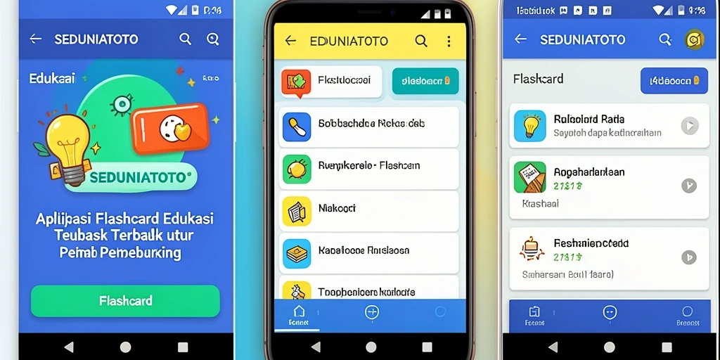 Antarmuka SEDUNIATOTO yang menarik dan mudah digunakan untuk belajar Flashcard.