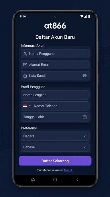 Panduan Registrasi Akun Baru at866 untuk Pengguna Android
